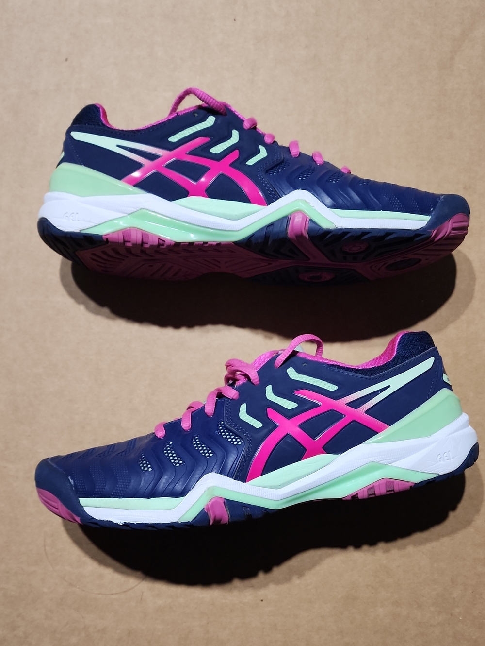 Asics Women's Navy Athletic Shoes with Pink & Mint Accents